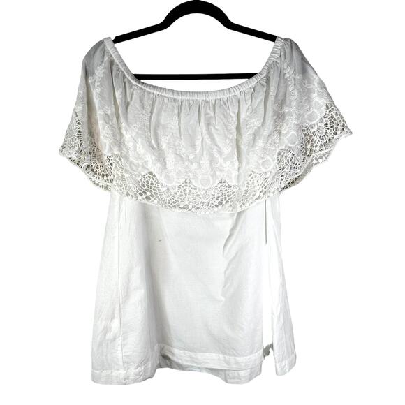 Ingrid & Isabel Lace Off the Shoulder 100% Cotton Maternity Top Ivory Size XS - Picture 4 of 11